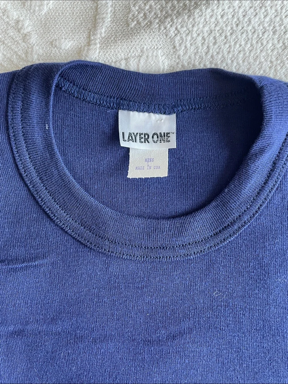 Men's Navy Polypropylene Crewneck Undershirt - Lightweight Long Sleeve Size L